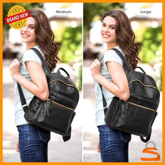 Large Genuine Leather Backpack Purse Daypack Laptop Shoulder Bag main image 4